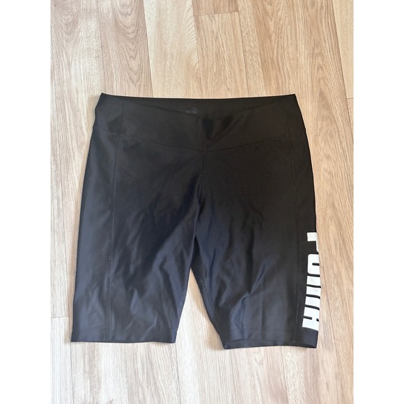 Puma Womens Bike Shorts Compression Athletic Activewear Logo Black - Picture 1 of 4